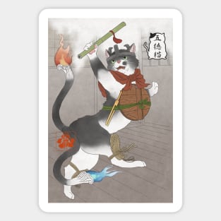 Cat of the five virtues Sticker